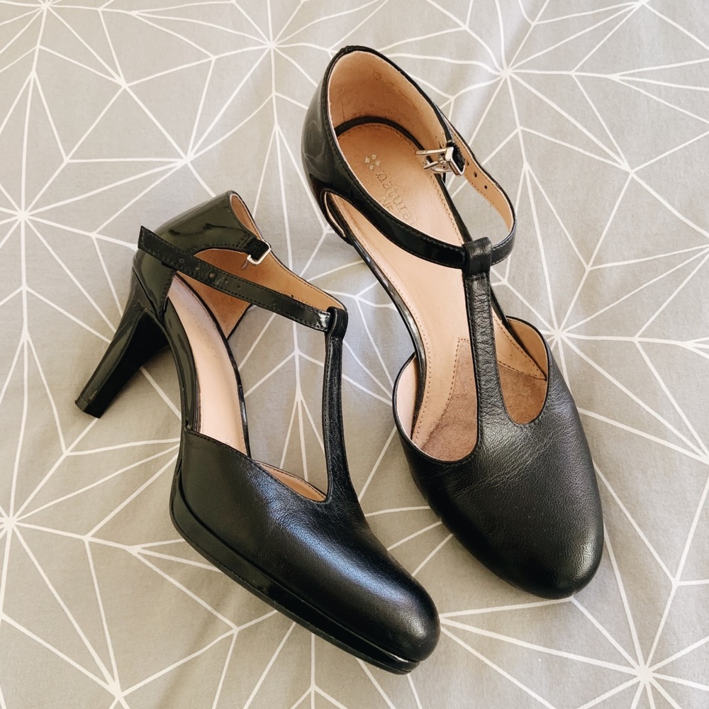 Naturalizer Black T-Strap High Heel